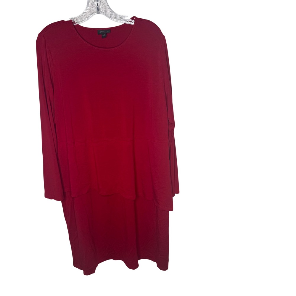 J Jill‎ Wearever Collection Red Long Sleeve Tiered Knit Dress Size L